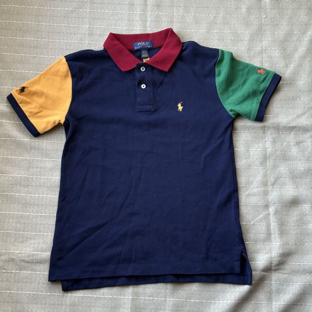 Polo Ralph Lauren Boys Polo Short Sleeve T Shirt Navy Size 10 Great Condition